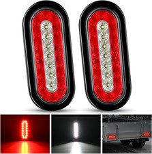 2PCS 6Inch Oval LED Trailer Tail Lights Red White 23Leds W/Flush Surface Mount G