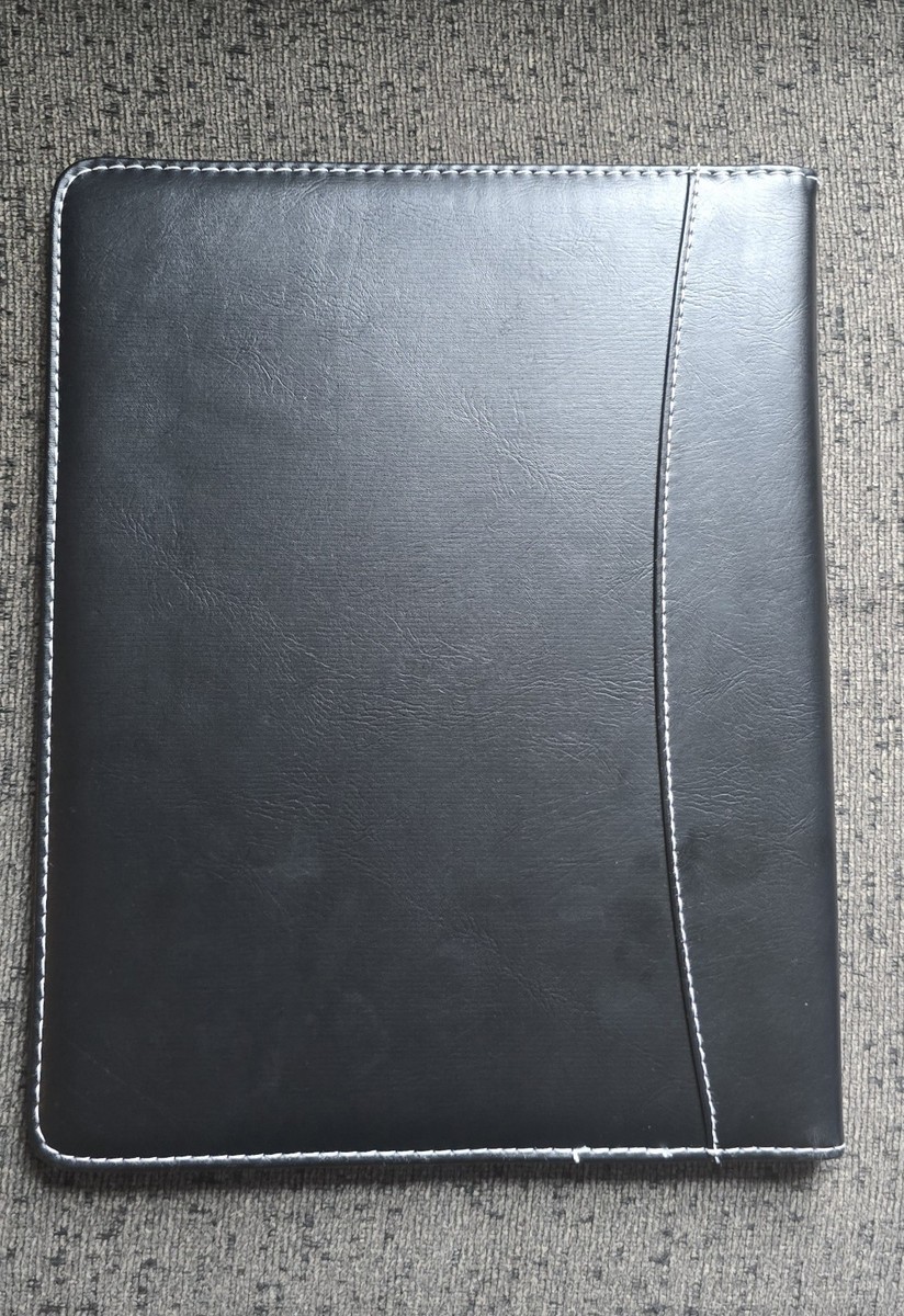 ADIDAS Black Leather Portfolio Planner Notepad Folder Padfolio