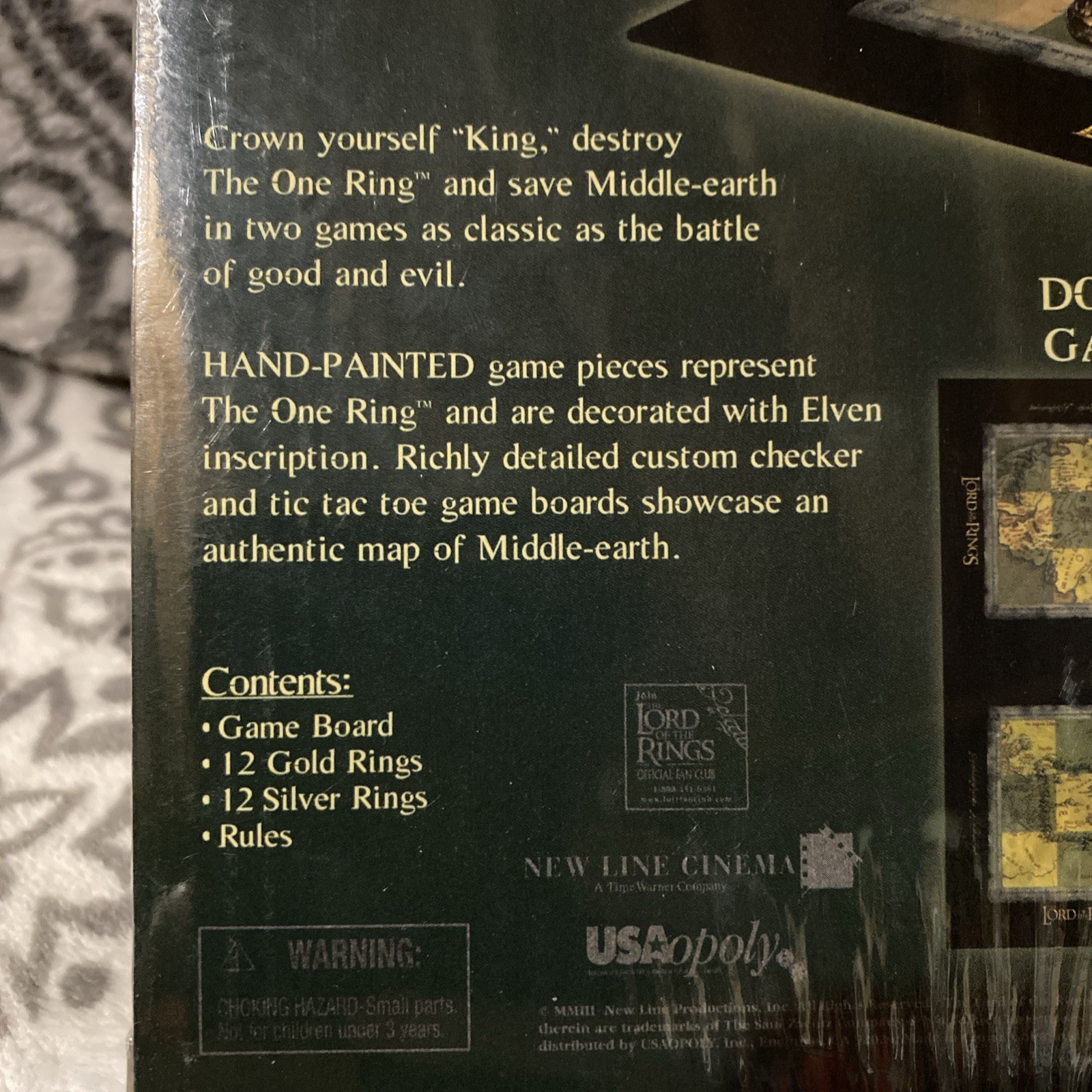 New Lord of the Rings Checkers/Tic Tac Toe Board Game Set Sealed