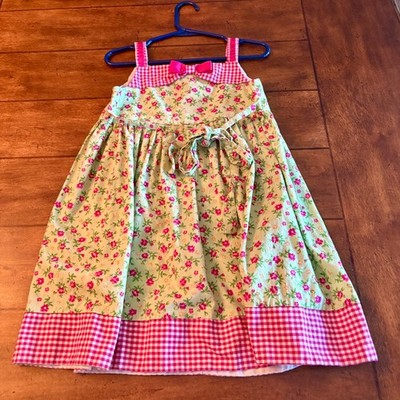 Sofie Rose Girl's Sz 5 Sun Dress 3 Button Back Green with Purple Flowers