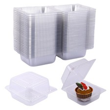 100-Pack Clear Plastic Containers, Lightweight Disposable Lidded Food Boxes, ...