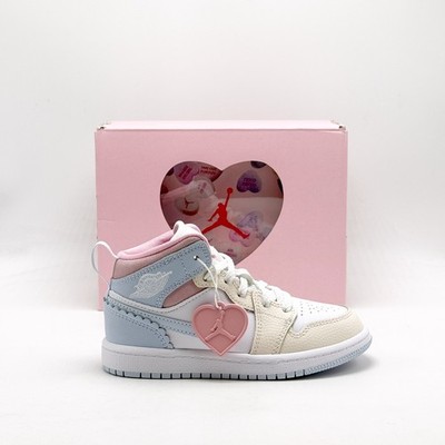 *NEW* Kids NIKE AIR JORDAN 1 MID SE (PS) HALF BLUE / PALE IVORY (IB7056 403)  