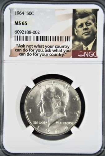 1964 SILVER Kennedy 50C GEM NGC MS 65 #5183@