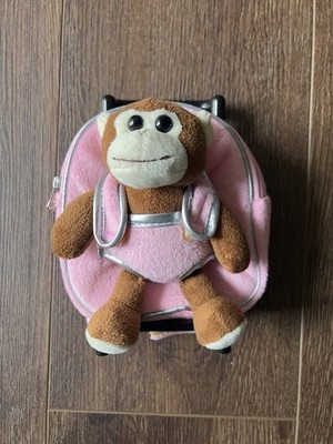 Emily Rose Pink Backpack/Suitcase Fits 18  American Girl Doll Monkey On Wheels