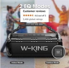 W-KING D8 Black Bluetooth Speaker 70W Portable Waterproof Super Bass Gym Camping