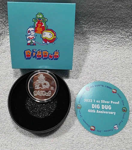2022 DigDug 40th Anniversary Proof Limited / 140 RARE 1 oz. .999 Silver