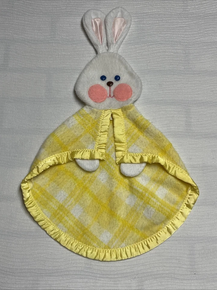 Винтажное детское одеяло Fisher Price Security в клетку с желтыми светлыми пятнами 1979 г. - Изображение 2 из 4