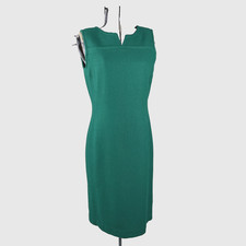 Talbots Wool Blend Tweed Sheath Dress Size 8 Kelly Green