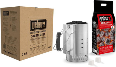 Weber Anzündset - Rapidfire Starter Set, Besteht Aus Amzündkamin - Groß (32Cm), 