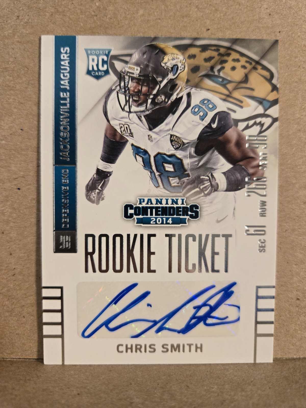 Chris Smith 2014 Panini Contenders Rookie Ticket Auto 114 RC Jaguars