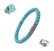 Turquoise Beaded Bracelet Men s Sterling Silver Single Strand Jewelry Gift