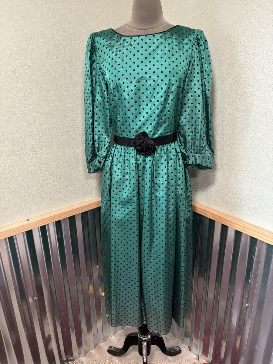 emerald green polka dot dress Cara Cara Cherry Mini Dress 12 / Polka Dot Green