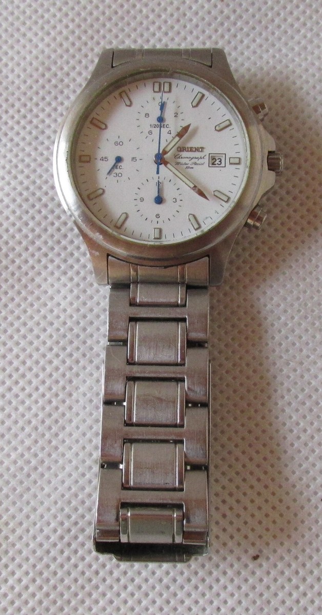 VERY NICE VINTAGE ORIENT TT00-C1 CS WRIST WATCH, CHRONOGRAPH, BLUE 