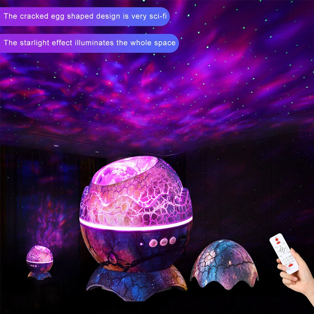 LED Star Projector Dinosaur Eggs Galaxy Projector Bluetooth Nebula Night Lamp