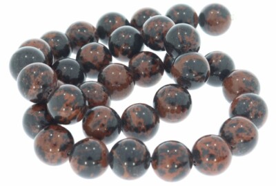 0.38 lfm (60,39   */ 1 lfm) 12S155 - Ø 12mm Mahagoni Obsidian Kugel Strang Miner