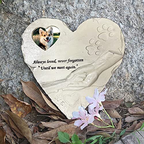 Heart Shaped Pet Memorial Stone with Photo Frame Sympathy Poem Pet Dog Headst... eBay