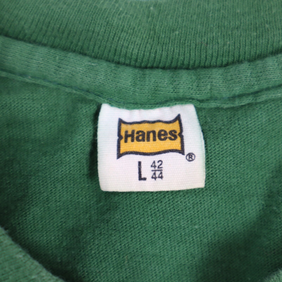 Vintage 50s 60s Hanes Plain Pocket T-shirt RARE Gold Logo Label Single  Stitch M