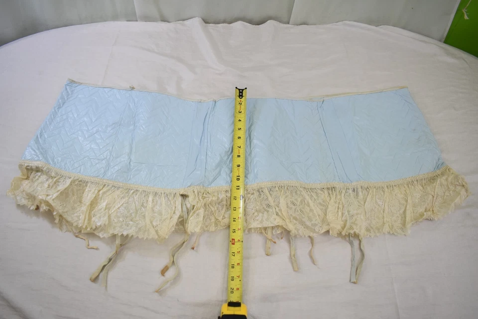 Vintage Antique Baby Bassinet Vinyl Skirt Blue Lace Early Mid Century - Image 4 of 4