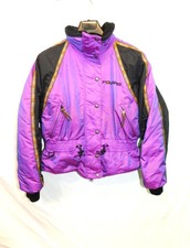 Vintage Polaris M Black Purple Gold Snowmobile Jacket Womens Coat Thinsulate Usa