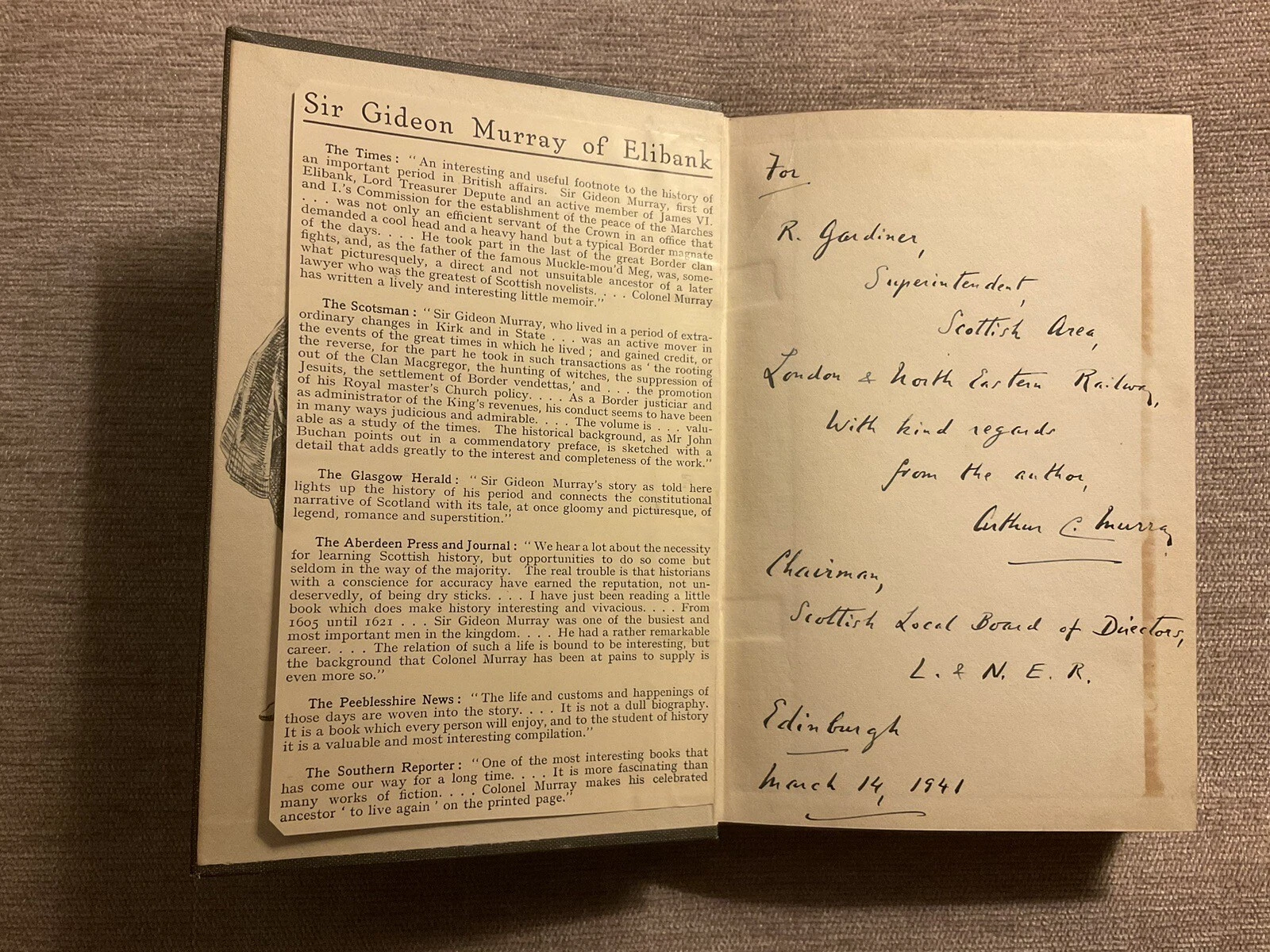 1932 Memorials of Sir Gideon Murray of Elibank ~ Arthur C. Murray - Picture 2 of 11
