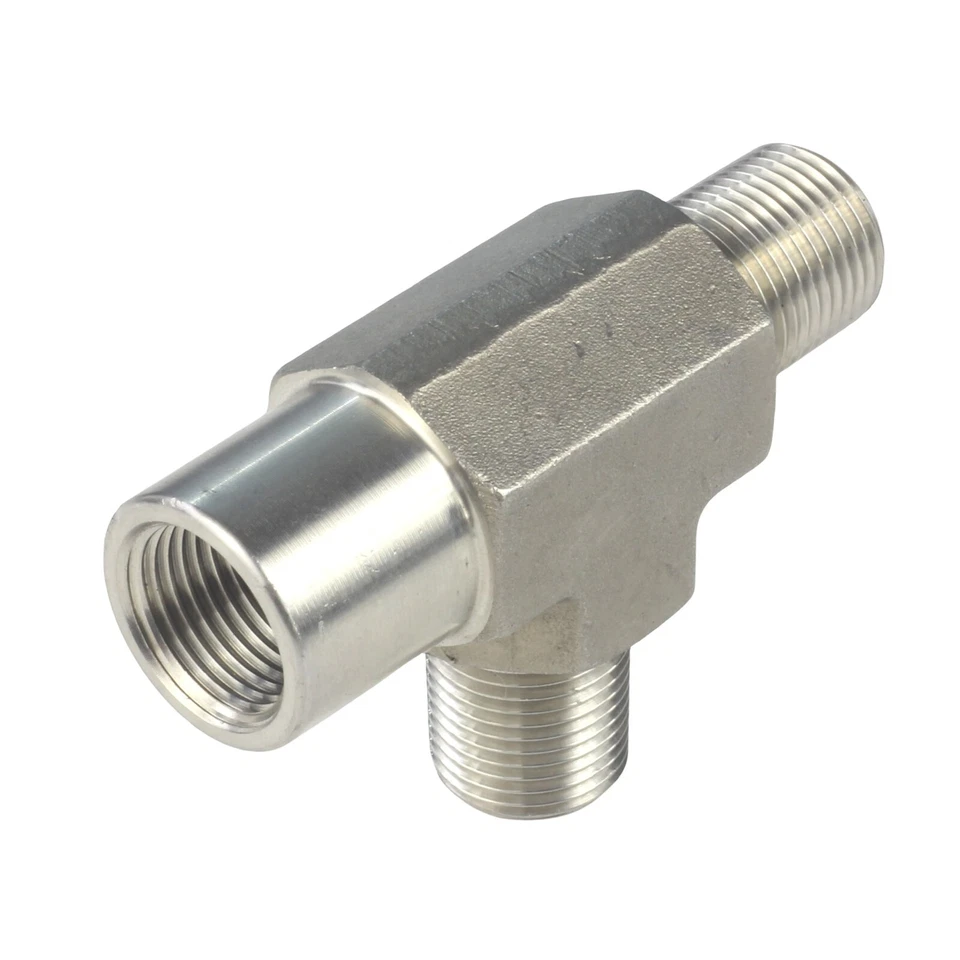 3/8" FORGED Pipe Fitting NPT Tee MNPT x MNPT x FNPT Stainless Steel 304 - Image 2 of 4