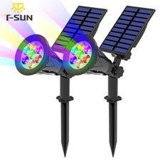 2PCS Solar Power LED Spot Light 7 Colors Changing Path Wall Light Garden Outdoor