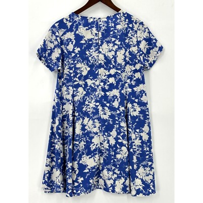 Lush Womens Dress Short Sleeve Floral Print Flowy Short Length Blue White S | eBay Lush Womens Dress Short Sleeve Floral Print Flowy Short Length Blue White S | eBay