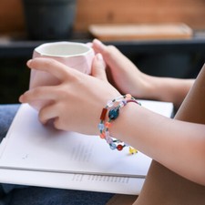 Chinese Red Yellow Agate/Coloured Glaze Ethnic Style Vogue Hand Chain Bracelet