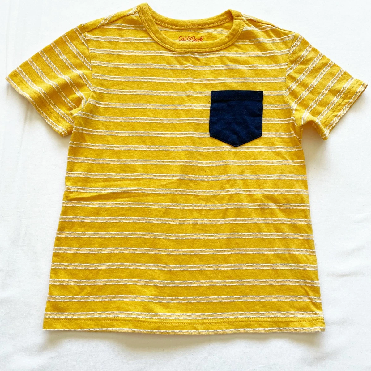 yellow striped short sleeve shirt