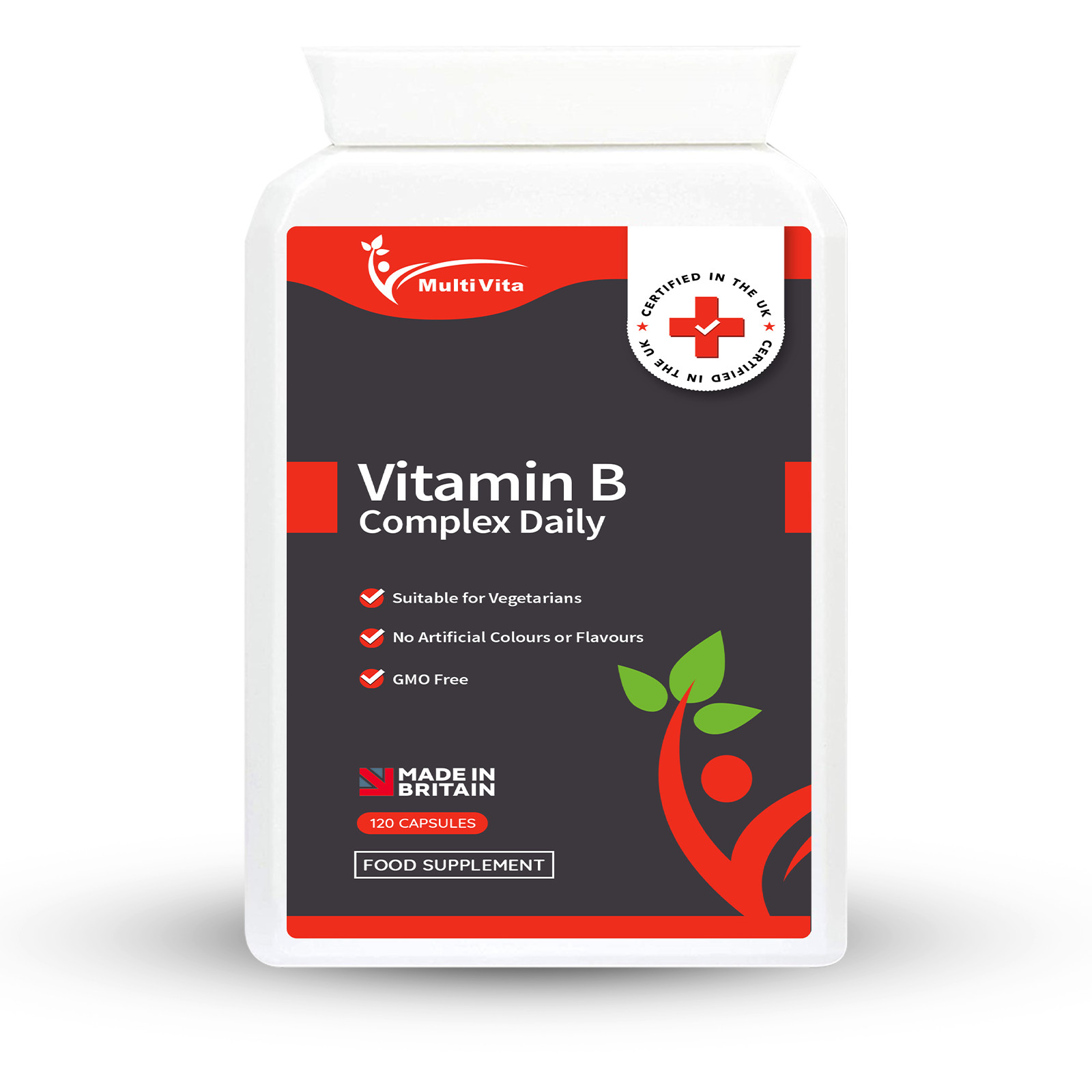 Vitamin B Complex 120 Capsules With B1, B2, B3, B5, B6, B12, Biotin, Folic acid