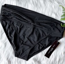 Carmen Marc Valvo C19404 Classic Bikini Bottom Black Onyx Twist Waistband M 8-10