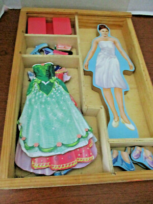 open lace back dress Disney Princesses Wooden Doll Magnetic Dress Up Set main image 1