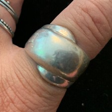 VINTAGE Mexico 925 Sterling Silver Modernist Estate Crisscross Ring - Size 8