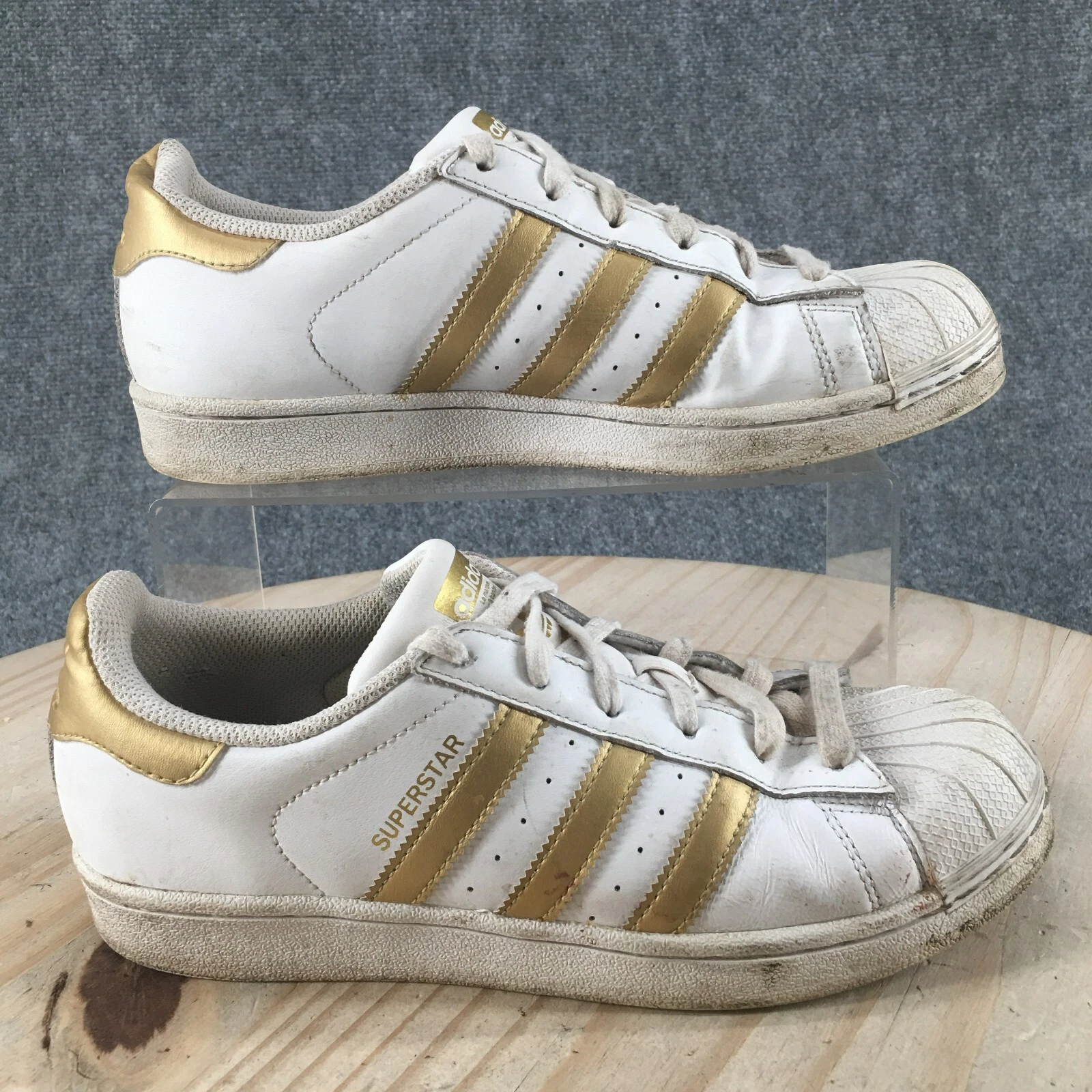 Scarpe Adidas Giovani 6 5 Superstar J Sneakers Pelle Bianca Logo Casual B39402
