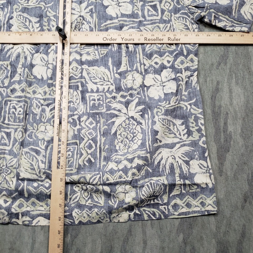 Cooke Street Honolulu Hawaiian Shirt Men Large Blue Inside Out Palm