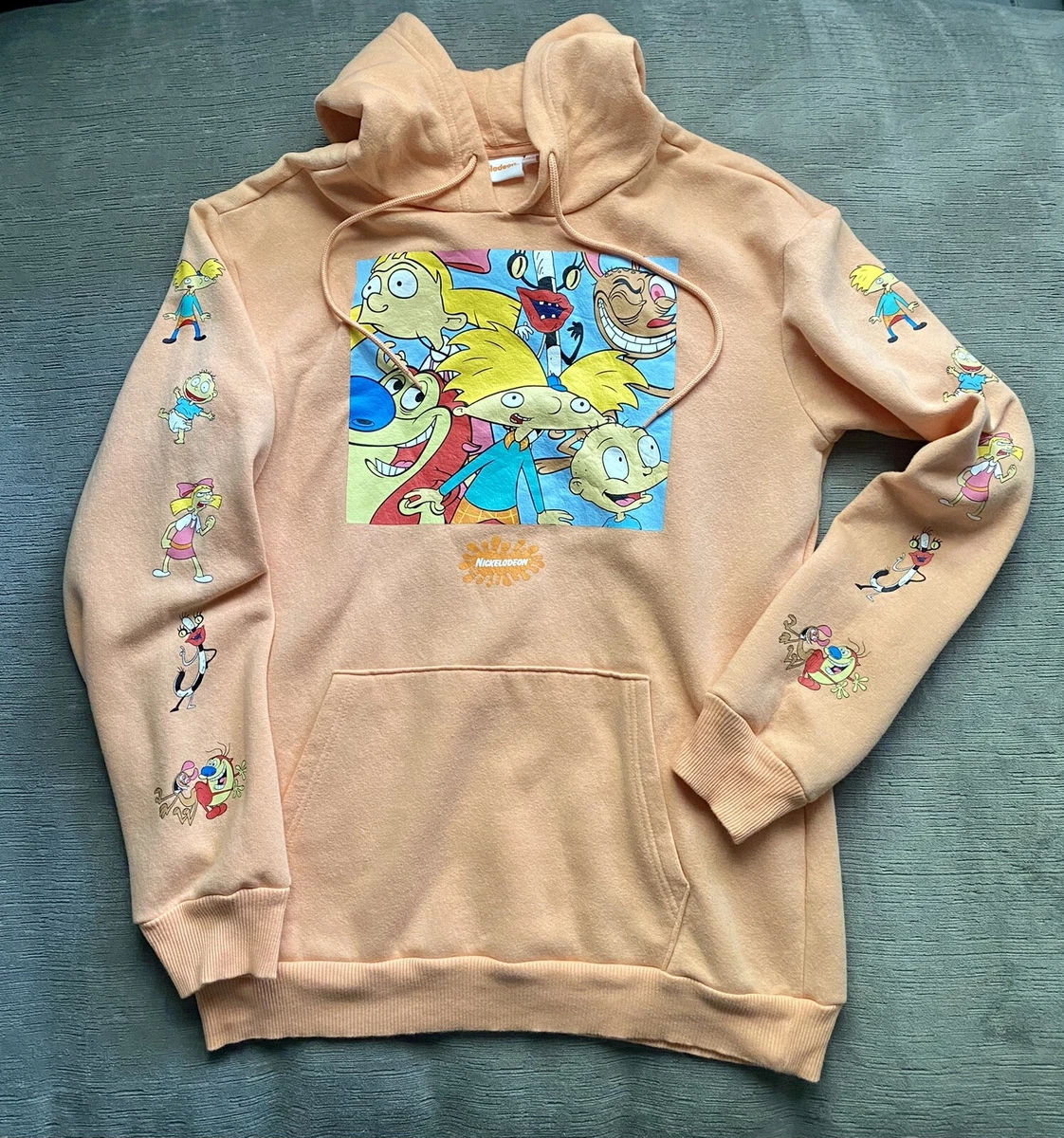 90s Nickelodeon Cartoons Pullover Hoodie Small Ren Stimpy Hey Arnold