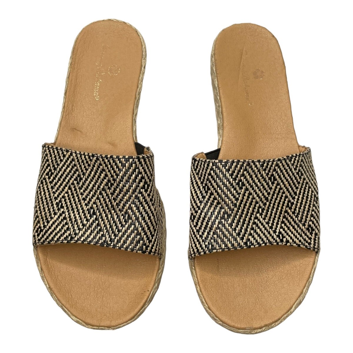 Tommy Bahama Suede Taupe Woven Leather flip flop Slide On made in India Size 12 tommy bahama sandals products for sale | eBay main image 3