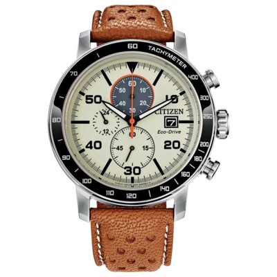 Citizen Mens Sport Casual Chronograph Eco Drive Brown Watch 44 Mm Ca06