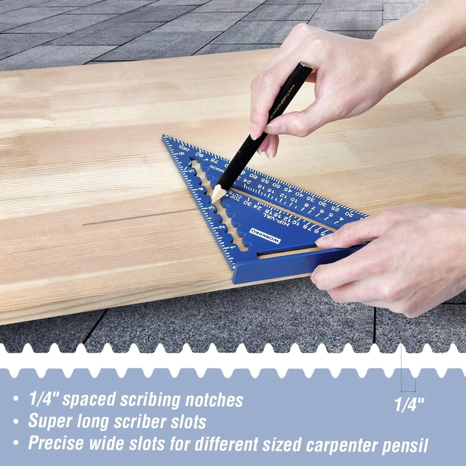 WORKPRO 7" rafter square and 12" combination square Tool Set Durable Material - image 4 of 4