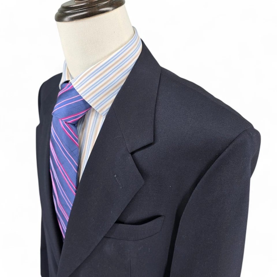 Chaqueta Blazer Valentino Uomo Para Hombres 43L Lana Virgen Italia Botones Dorados Azul Marino Foto 3 de 4