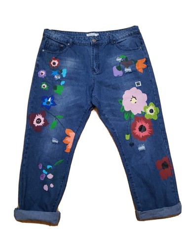 MISSLOOK DARKWASH JEANS WITH PAINTED 
