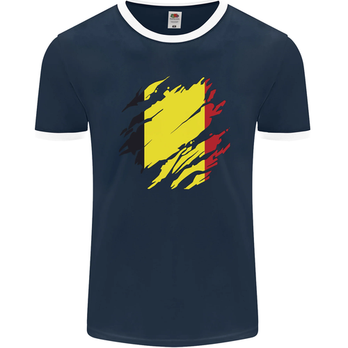 Desgarrado Belfa Bandera Bélgica Día Fútbol Hombre Ringer Camiseta Fotl - Imagen 2 de 36