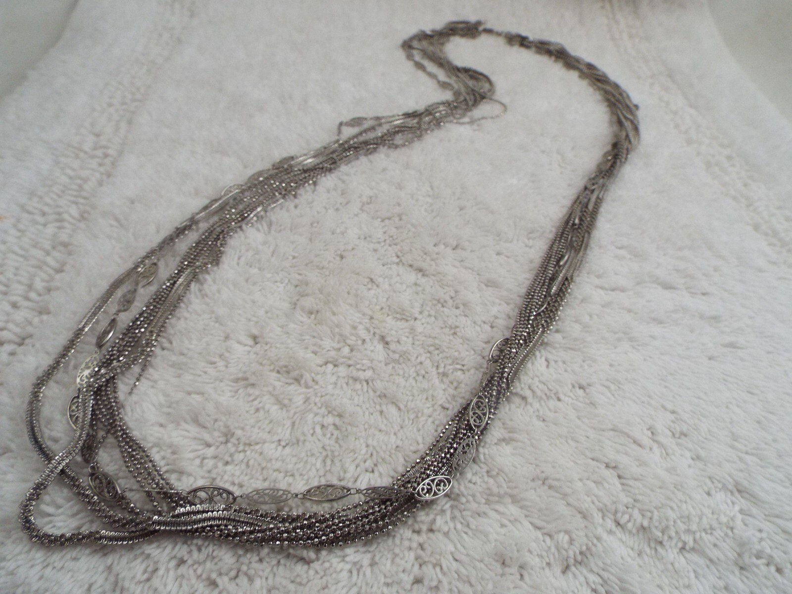 Multi Chain Silvertone Necklace - image 2