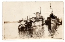 Antique Original RPPC Photo USS Manley DD-74 after accidental detonation 33 KIA