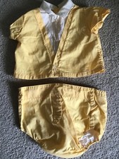 Toddler Boy Outfit Vintage 60's 70's Bright Yellow Cream Plastic Diaper Cover To