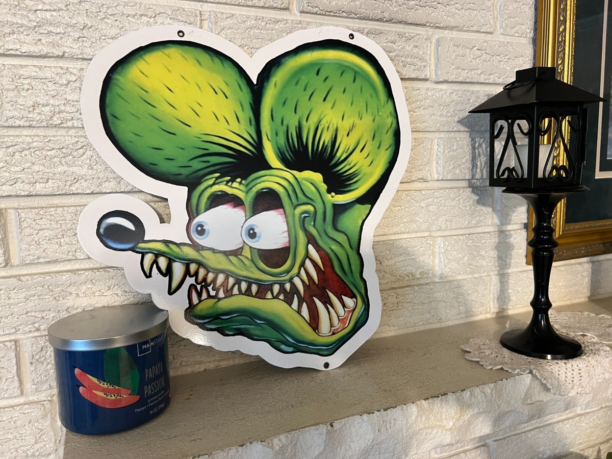 Rat Fink Cut Out Steel Sign Ed Big Daddy Roth Rat Fink Head Hot