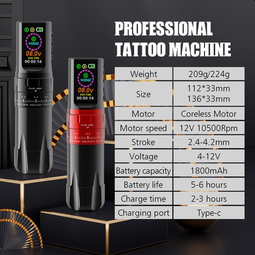 Wireless Rotary Tattoo Pen Machine with LED Display Battery for Artists Beginner - Picture 6 of 14