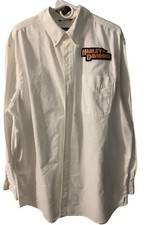 Chaps Embroidered Harley Davidson White Button Up Dress Mens Shirt XL