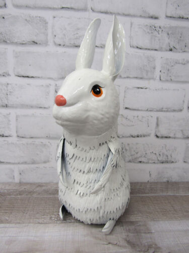 Rustic Charming 13.5" Tall Metal Rabbit Bunny Statue Yard Art Garden Home Decor - Picture 5 of 5