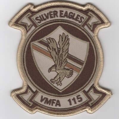 4'' VMFA-115 SILVER EAGLES  SQUADRON DESERT EMBROIDERED HOOK & LOOP  PATCH